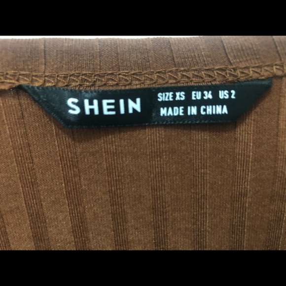 CUTE TRENDY RIBBED BROWN WRAP LONG SLEEVE CROP TOP - Picture 4 of 5